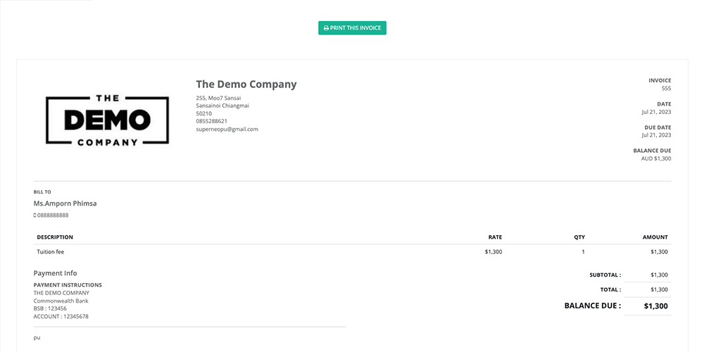 ระบบจัดการ Invoice